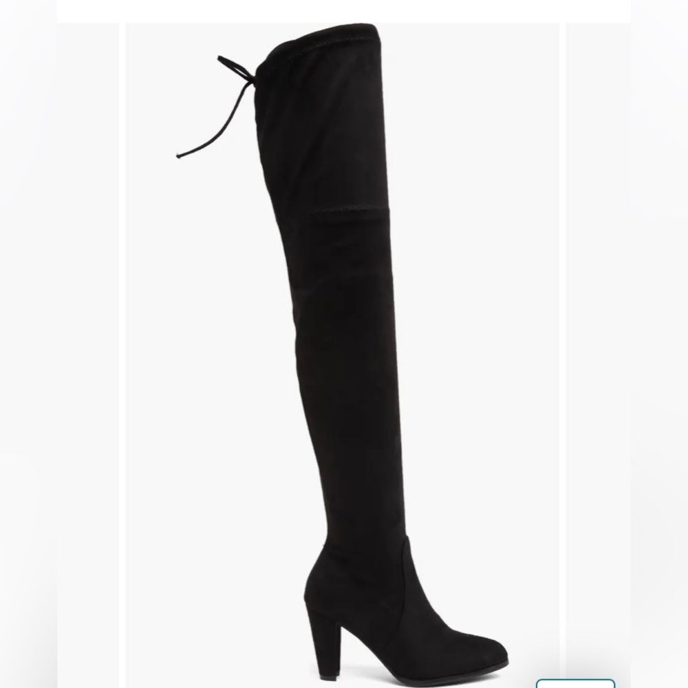 NEW Catherine Malandrino Monarch Block Heel Boot Faux Suede Knee Black Size 7.5 - Picture 3 of 13